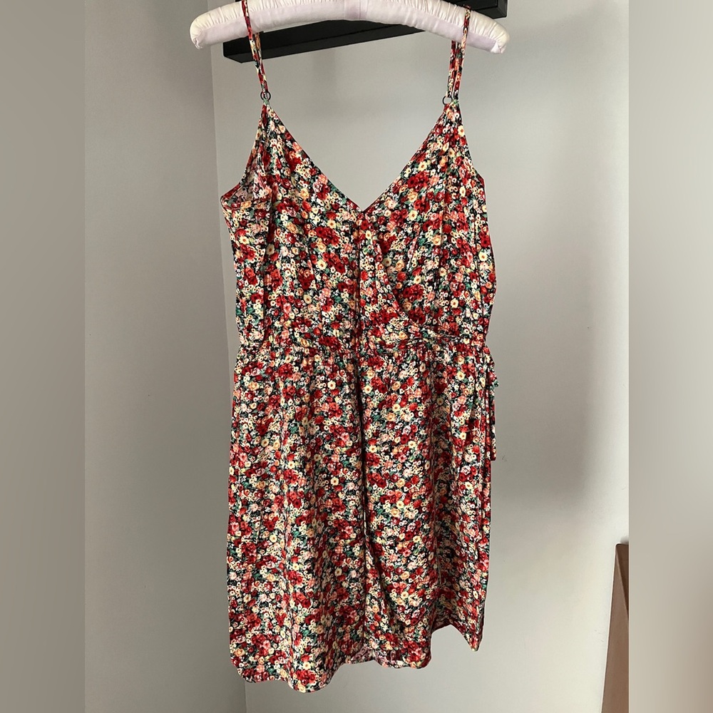 Floral American Rag Mini Dress Faux Wrap Dress Size Large